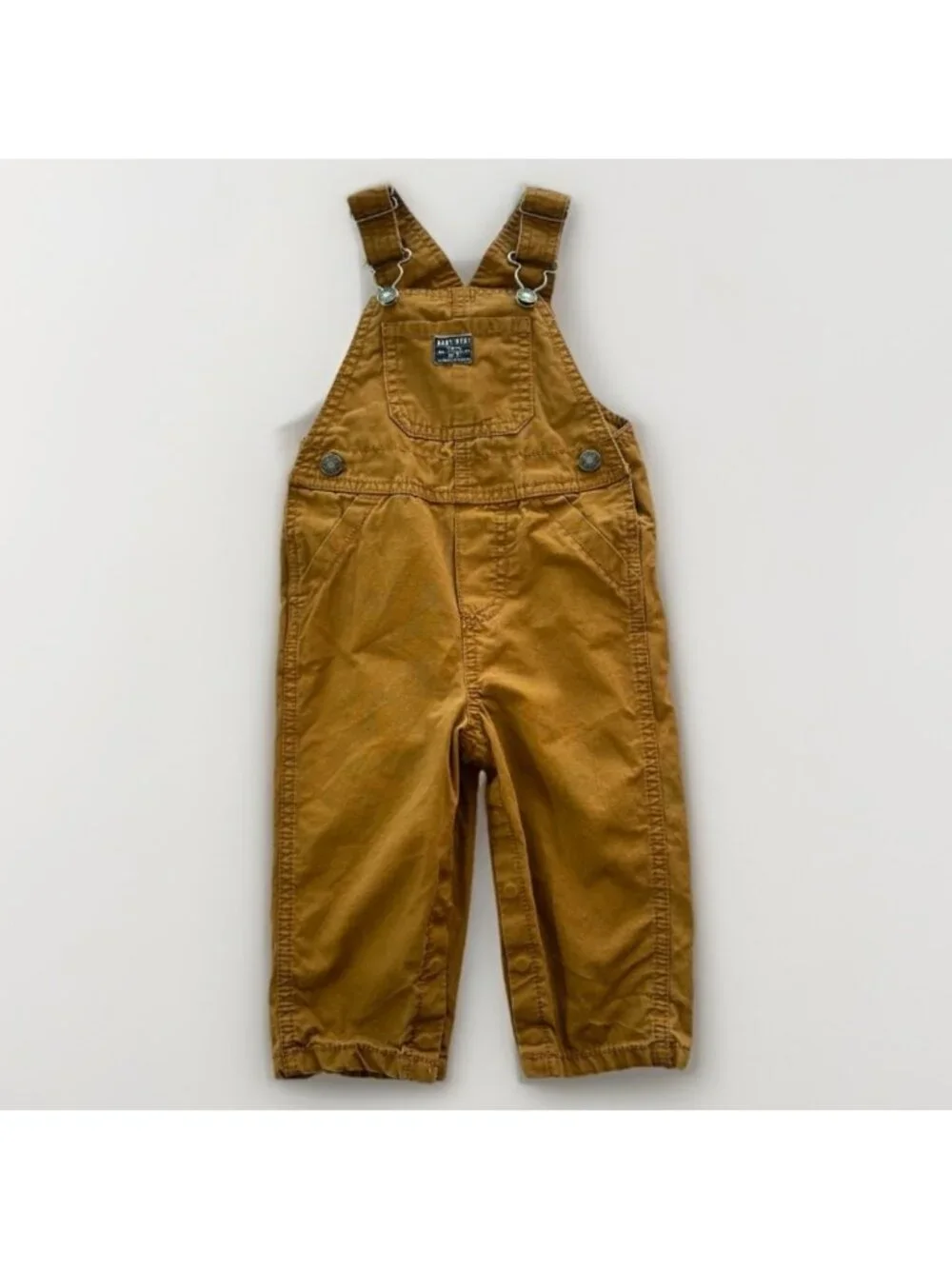Carters Overalls Brown Baby‎ Toddler 12M Snap Leg Closure 100% Cotton